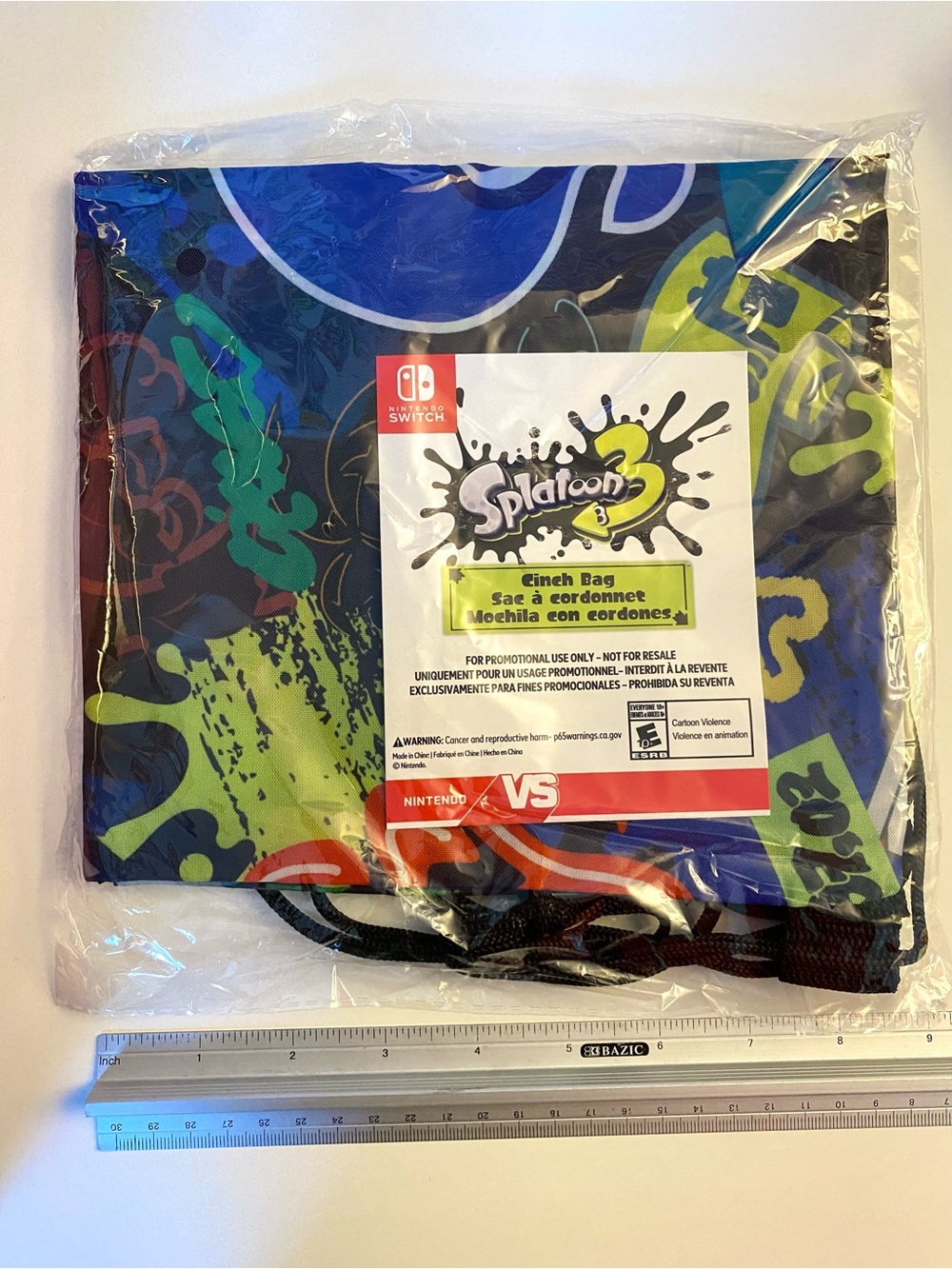 Splatoon 3 Cinch Gym Bag Nintendo Switch Promo
